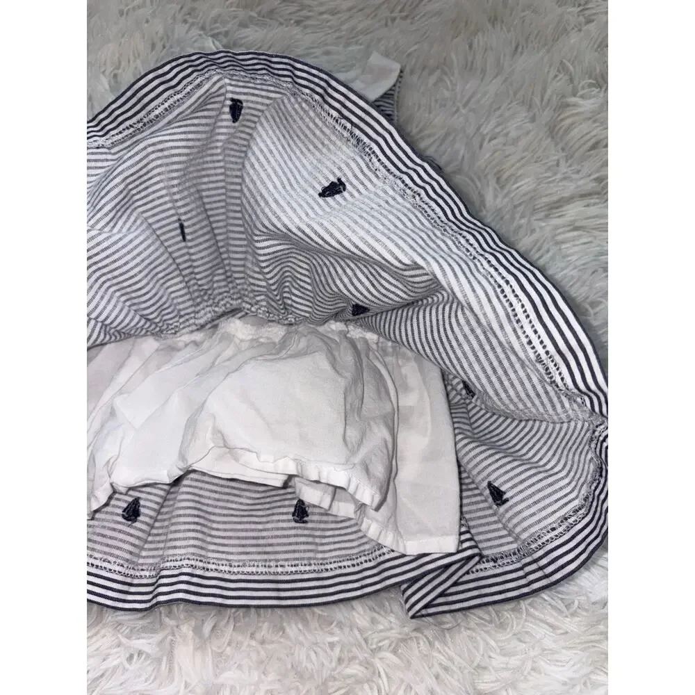 Janie & Jack 6/12 Mo. Classic Sailboat Design Blue Striped Collar Dress. Cute